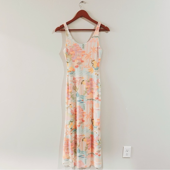 t.j.maxx | see you monday mesh lined midi dress in greece multicolor ↷ - Picture 6 of 14